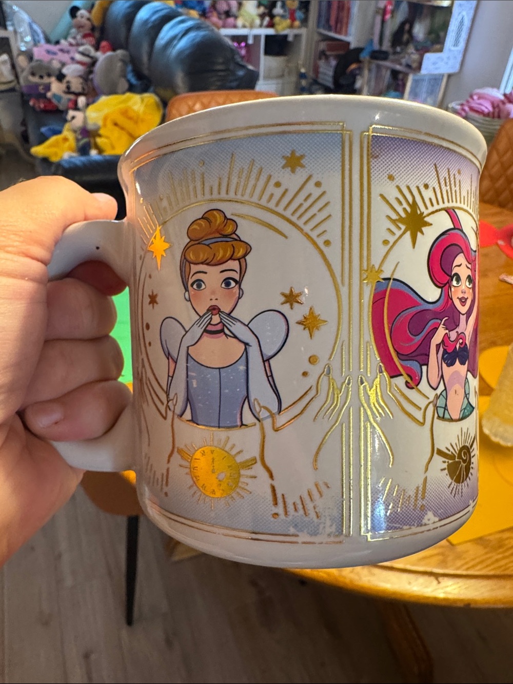 Disney princess mug Cinderella Ariel Bell, Tiana like new